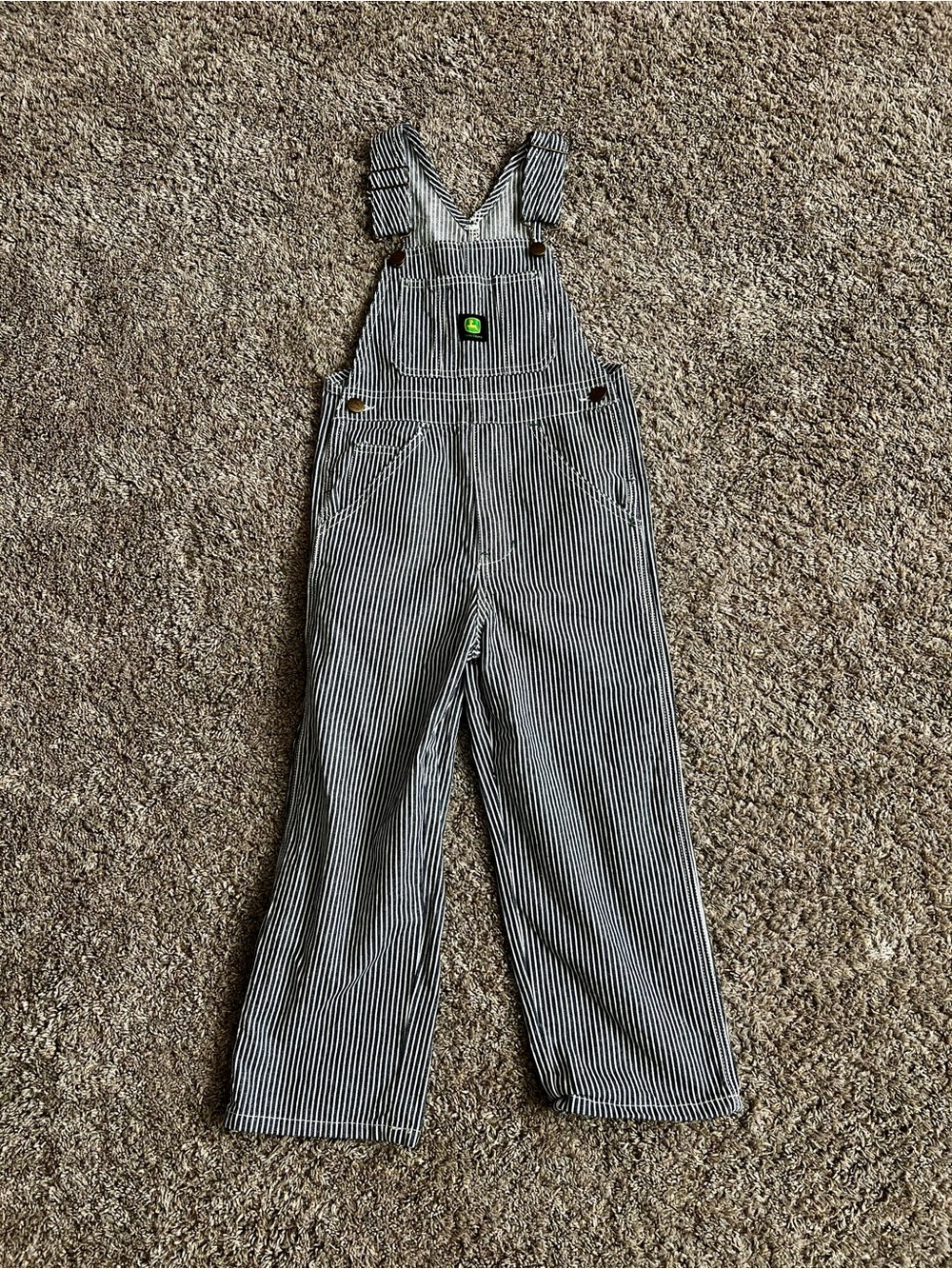 Striped John Deere Blue & White Overalls Jumpsuit